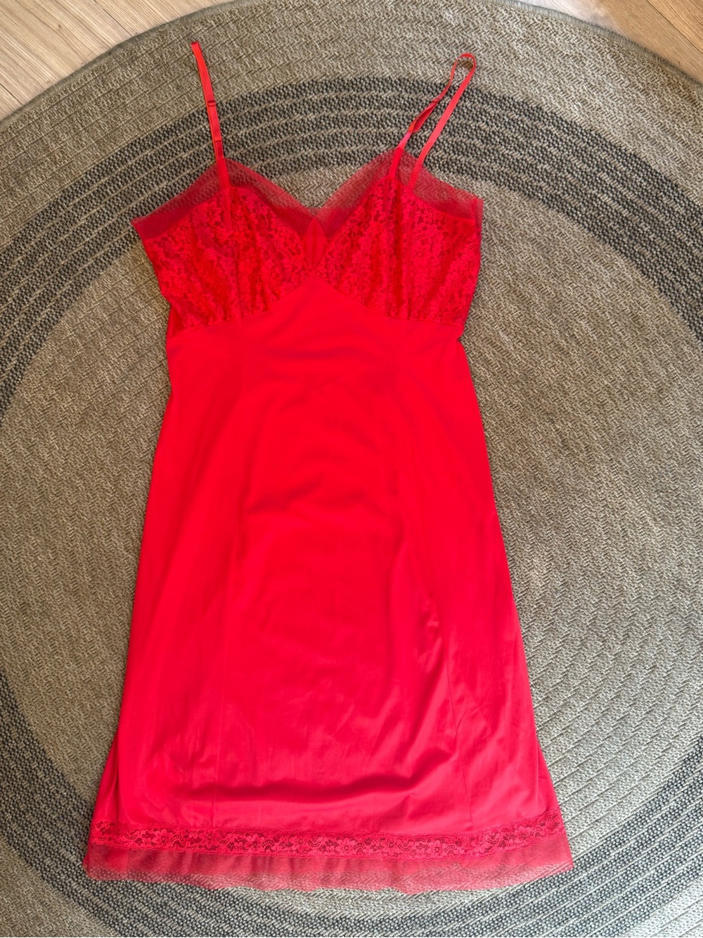 Vtg Van Raalte Red Opaquelon Nylon Full Slip 7908A Lace Size 40 PinUp 1950s - Picture 10 of 16